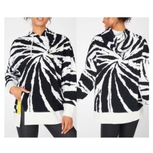 3/$15 Fabletics Jasmine Side Slit Hoodie Womens Size Small Black and White